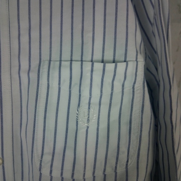 Chaps White Blue Striped Button Down Shirt M - Picture 7 of 8